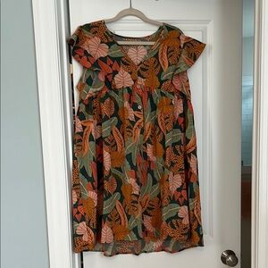 Floral Green and Orange Women's Top